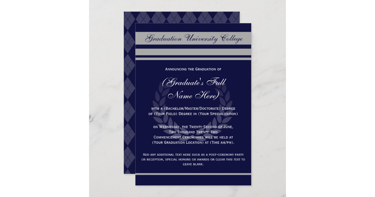 Formal College Graduation Announcements ~ Blue | Zazzle