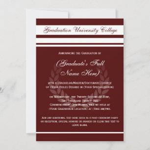 Formal College Graduation Announcements Burgundy