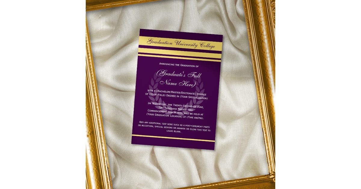 Formal College Graduation Announcements ~Purple | Zazzle