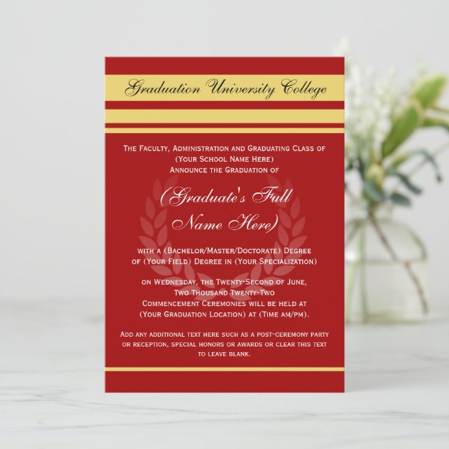 Formal College Graduation Announcements ~ Red (Standing Front)