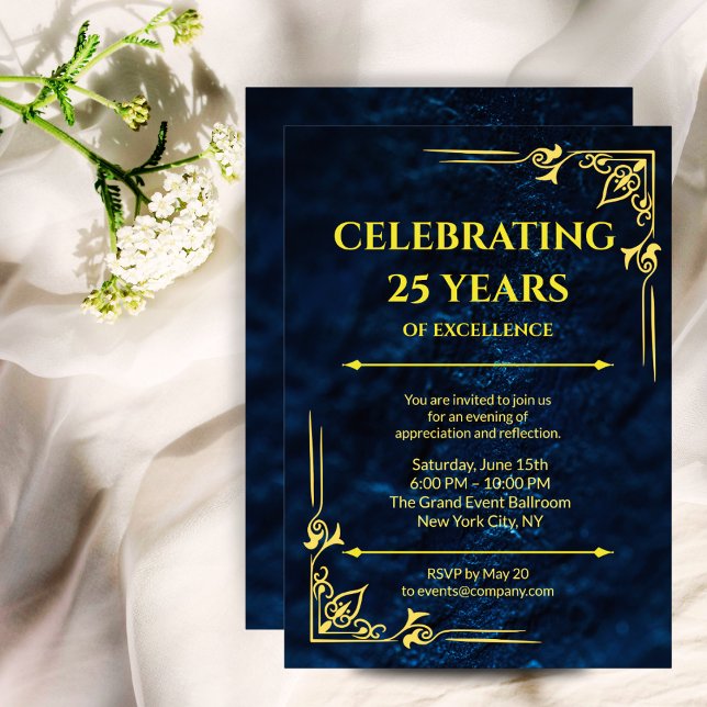 formal corporate event invitation Navy Blue & Gold (Creator Uploaded)