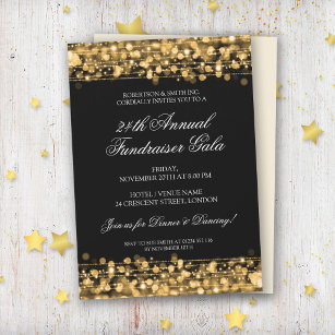 Formal Corporate Fundraiser Party Elegant Gold Invitation
