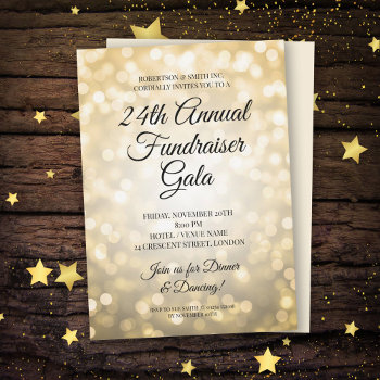 Formal Corporate Fundraiser Party Gold Lights Invitation by Rewards4life at Zazzle