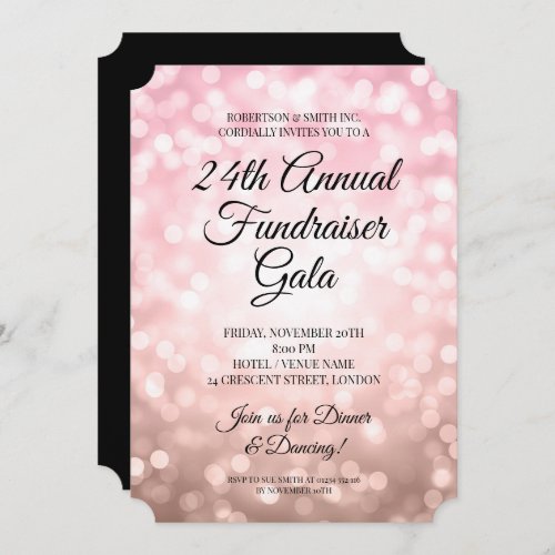 Formal Corporate Fundraiser Party Rose Gold Lights Invitation