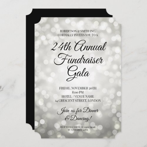 Formal Corporate Fundraiser Party Silver Lights Invitation