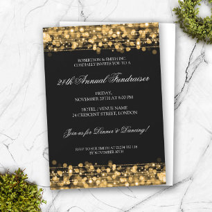 Formal Corporate Fundraiser Party Sparkles Gold Invitation