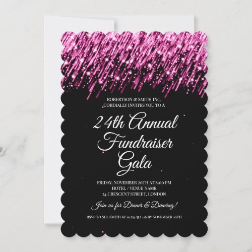 Formal Corporate Fundraiser RoseGold Falling Stars Invitation