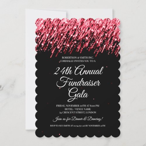 Formal Corporate Fundraiser Ruby Red Falling Stars Invitation