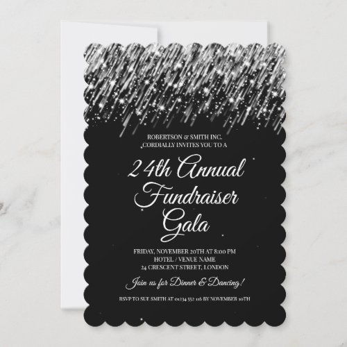 Formal Corporate Fundraiser Silver Falling Stars Invitation