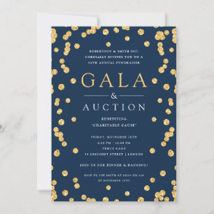 Formal Corporate Gala & Auction Gold Glitter Navy Invitation
