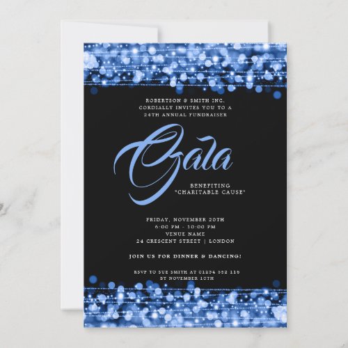 Formal Corporate Gala Ball Blue Glam Lights Invitation