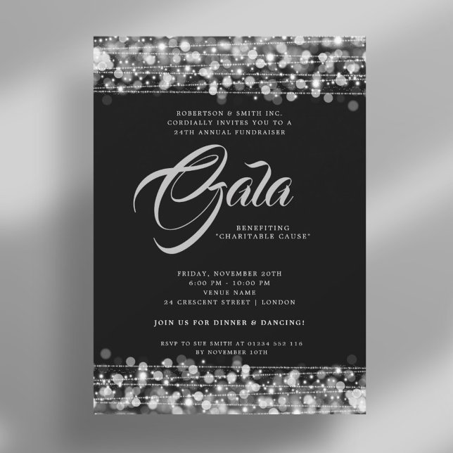 Formal Corporate Gala Ball Silver Glam Lights Invitation (Formal Corporate Gala Ball Silver Glam Lights Invitation)