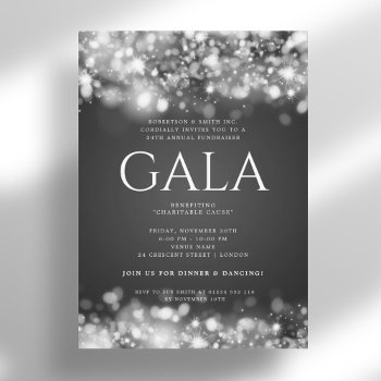 Formal Corporate Gala Ball Silver Sparkling Lights Invitation by Rewards4life at Zazzle