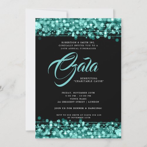 Formal Corporate Gala Ball Teal Glam Lights Invitation
