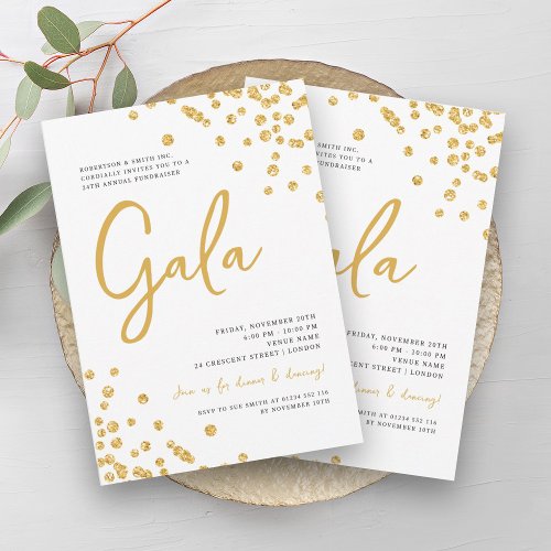 Formal Corporate Gala Gold Glitter Confetti  Invitation