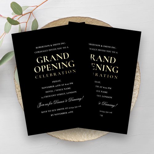 Formal Corporate Grand Opening Black Foil Invitation