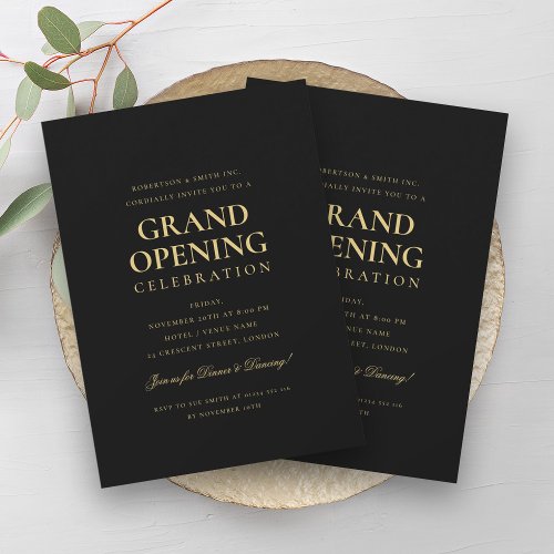 Formal Corporate Grand Opening Black  Gold Invitation