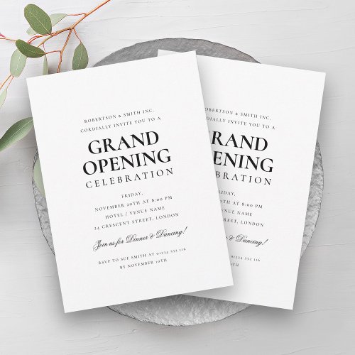 Formal Corporate Grand Opening Black  White  Invitation