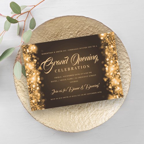 Formal Corporate Grand Opening Gold Lights Invitation