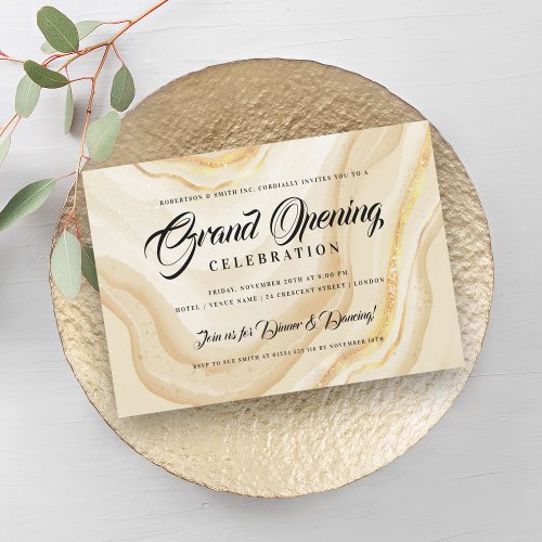 Formal Corporate Grand Opening Gold Marble Invitation