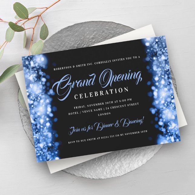 Formal Corporate Grand Opening Navy Lights Invitation (Formal Corporate Grand Opening Navy Lights Invitation)