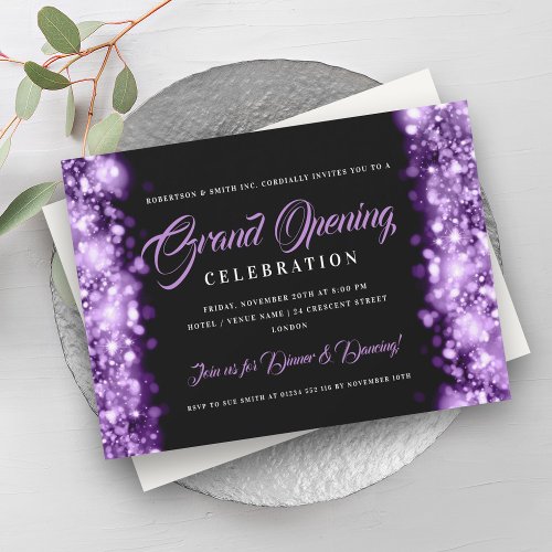 Formal Corporate Grand Opening Purple Lights Invitation