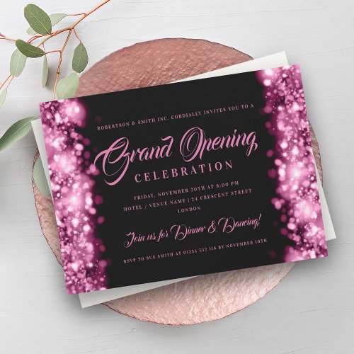 Formal Corporate Grand Opening Rose Gold Lights Invitation