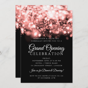 Formal Corporate Grand Opening Rose Gold Lights  Invitation