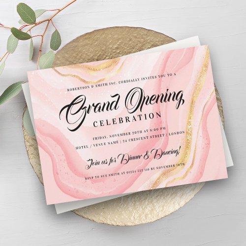Formal Corporate Grand Opening Rose Gold Marble Invitation