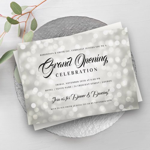Formal Corporate Grand Opening Silver Lights Invitation