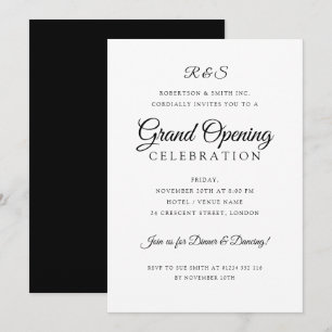 Formal Corporate Grand Opening Simple Monogram Invitation