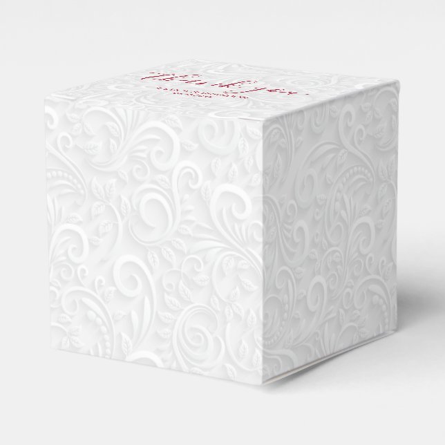 Formal Cranberry Calligraphy Thank You Wedding Favor Boxes (Front Side)