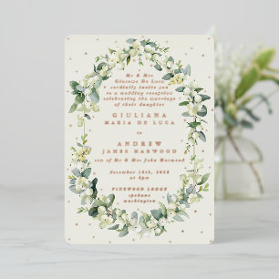 Formal Cream Snowberry+Eucalyptus Reception Only Foil Invitation