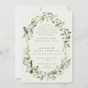 Formal Cream Snowberry+Eucalyptus Reception Only Invitation