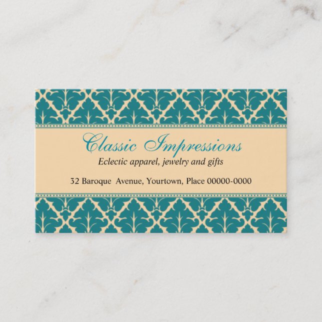 Formal Damask Business Card (Front)