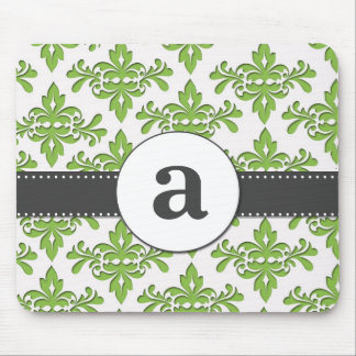 Formal Damask Monogram Mouse Pad