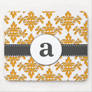 Formal Damask Monogram Mouse Pad
