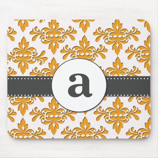 Formal Damask Monogram Mouse Pad (Front)