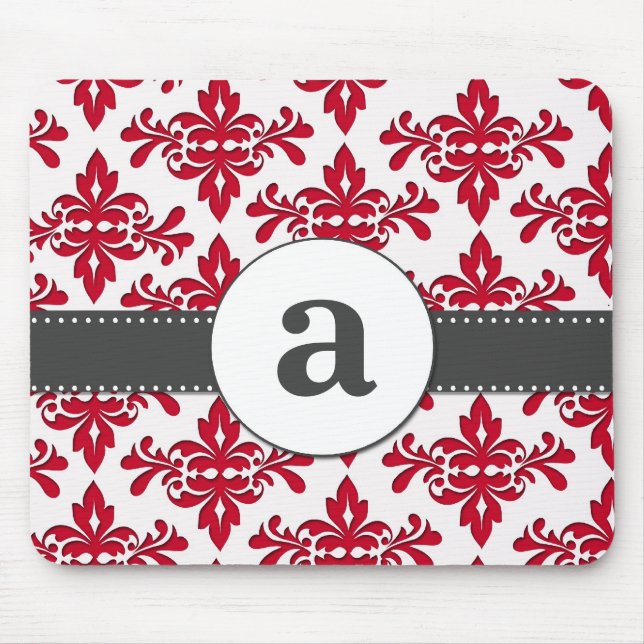 Formal Damask Monogram Mouse Pad (Front)