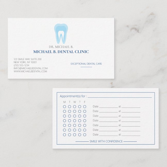 Formal Dental Dentist Teeth Appointment Card