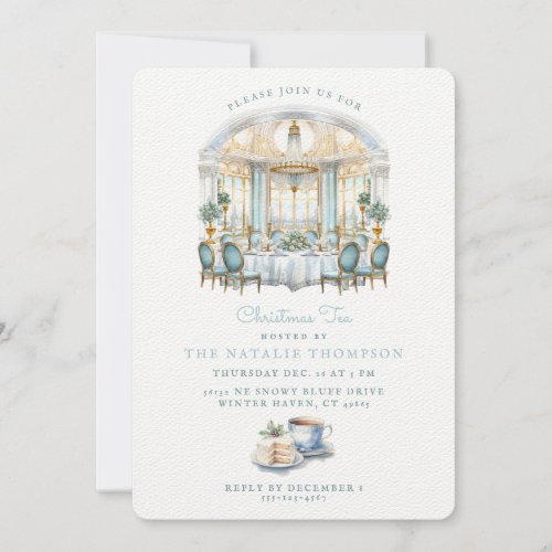 Formal Dining Room Table  Christmas Tea Invitation