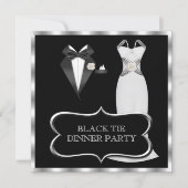 Formal Dinner Party White Black Tie Invitation (Front)