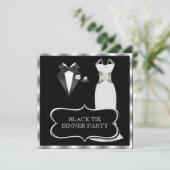 Formal Dinner Party White Black Tie Invitation (Standing Front)