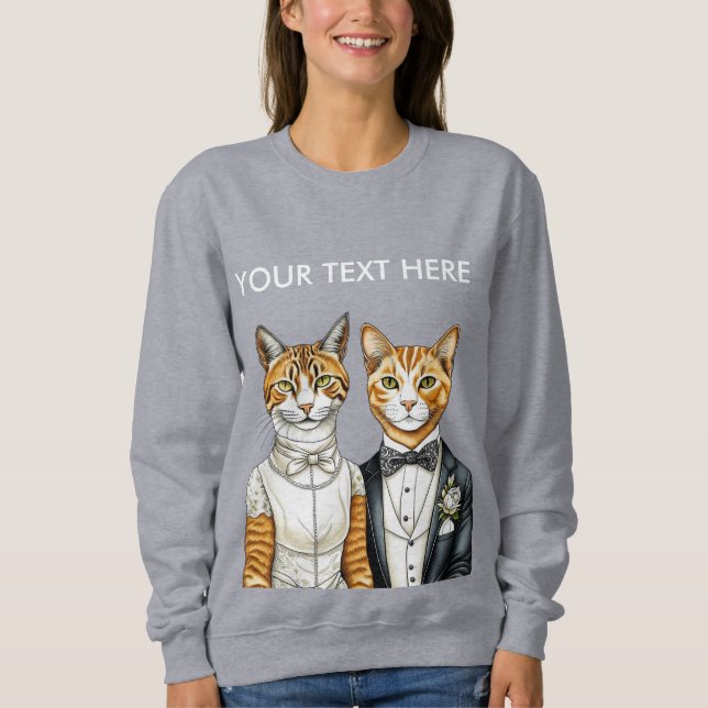 Formal Dress Bride and Groom Chic Cat Couple Sweatshirt (Front)