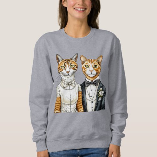 Formal Dress Bride and Groom Chic Cat Couple Sweatshirt