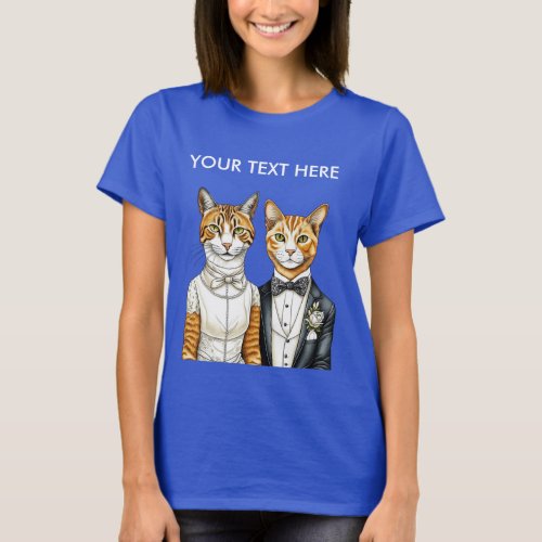 Formal Dress Bride and Groom Chic Cat Couple T_Shirt