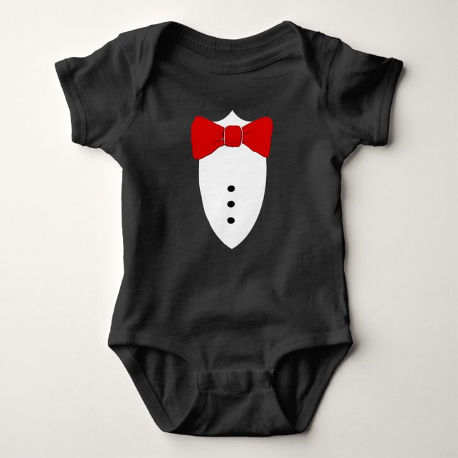 Formal Dress Up Red Tie Baby Bodysuit (Front)