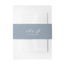 Formal Dusty Blue Monogram Script & Date Wedding