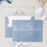 Formal Dusty Blue Watercolor Monogram Wedding Envelope<br><div class="desc">Elegant dusty blue watercolor wedding envelope with a beautiful hand-drawn botanical monogram inside with the couple's initials in beautiful calligraphy. Watercolor wash in a variety of dusty blue and blue hues. Design with the option to add or erase name(s) and address on the top back flap. NOTES: 1) the default...</div>