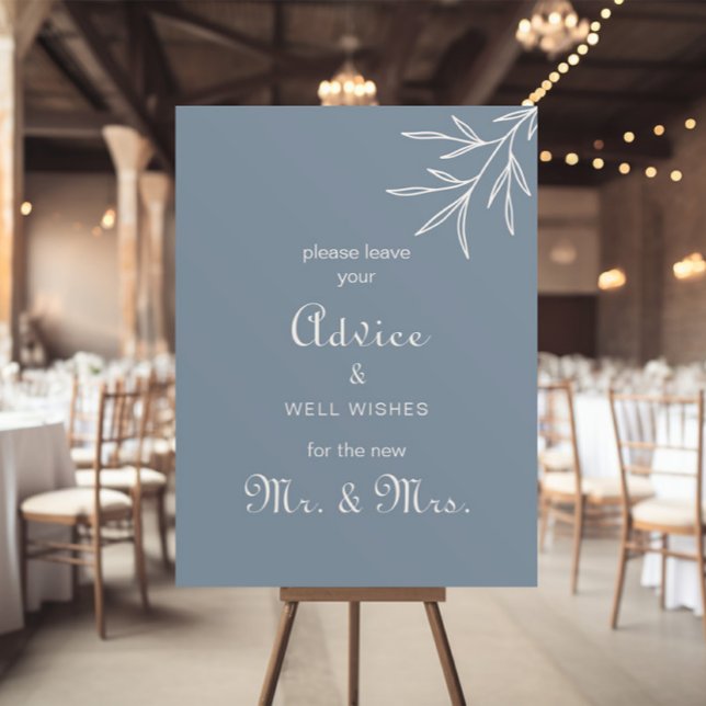 Formal Dusty Blue Wedding Advice and Well Wishes  Poster (Creator Uploaded)